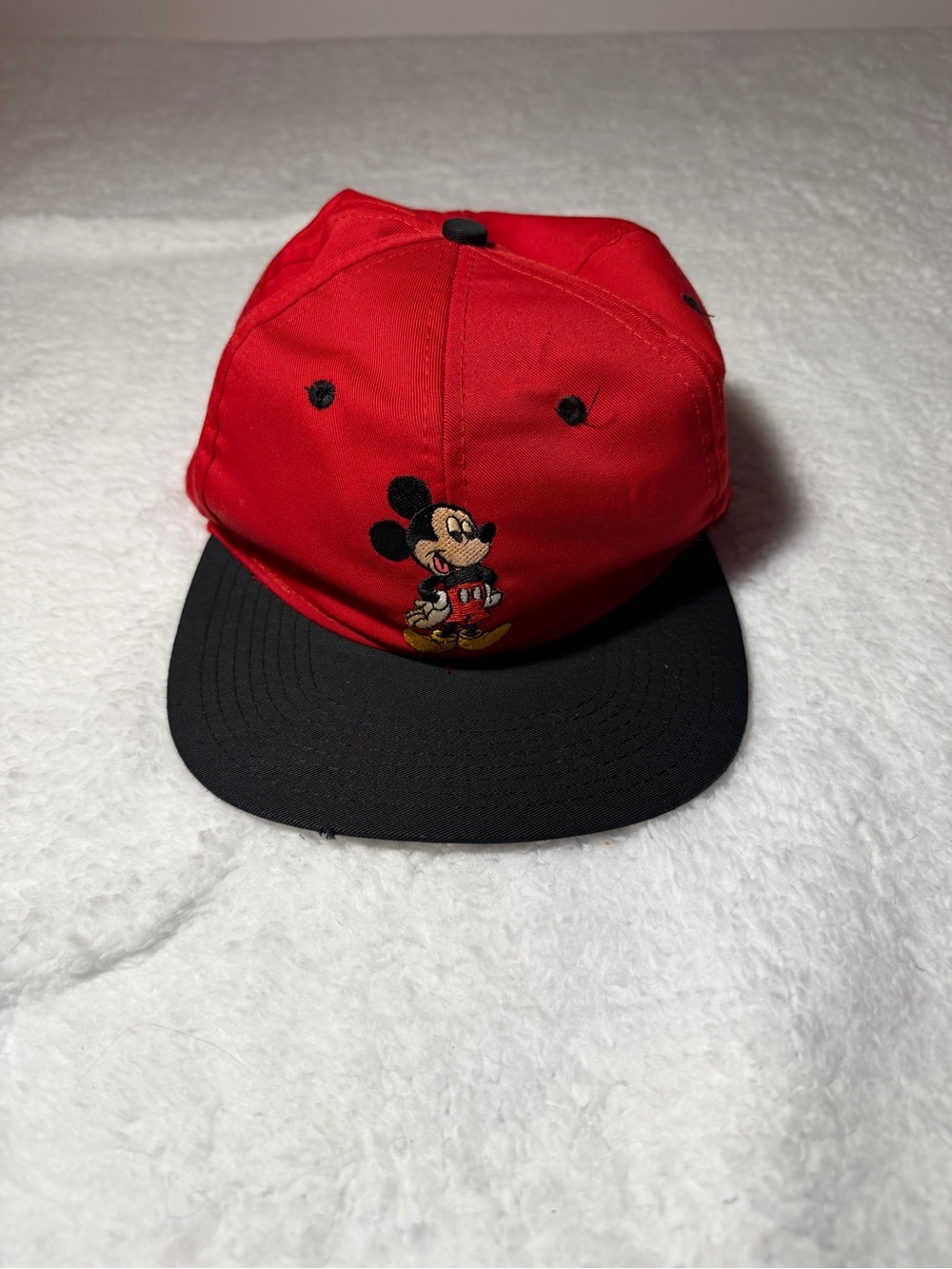 Red & Black Mickey Mouse Embroidered Snapback Hat